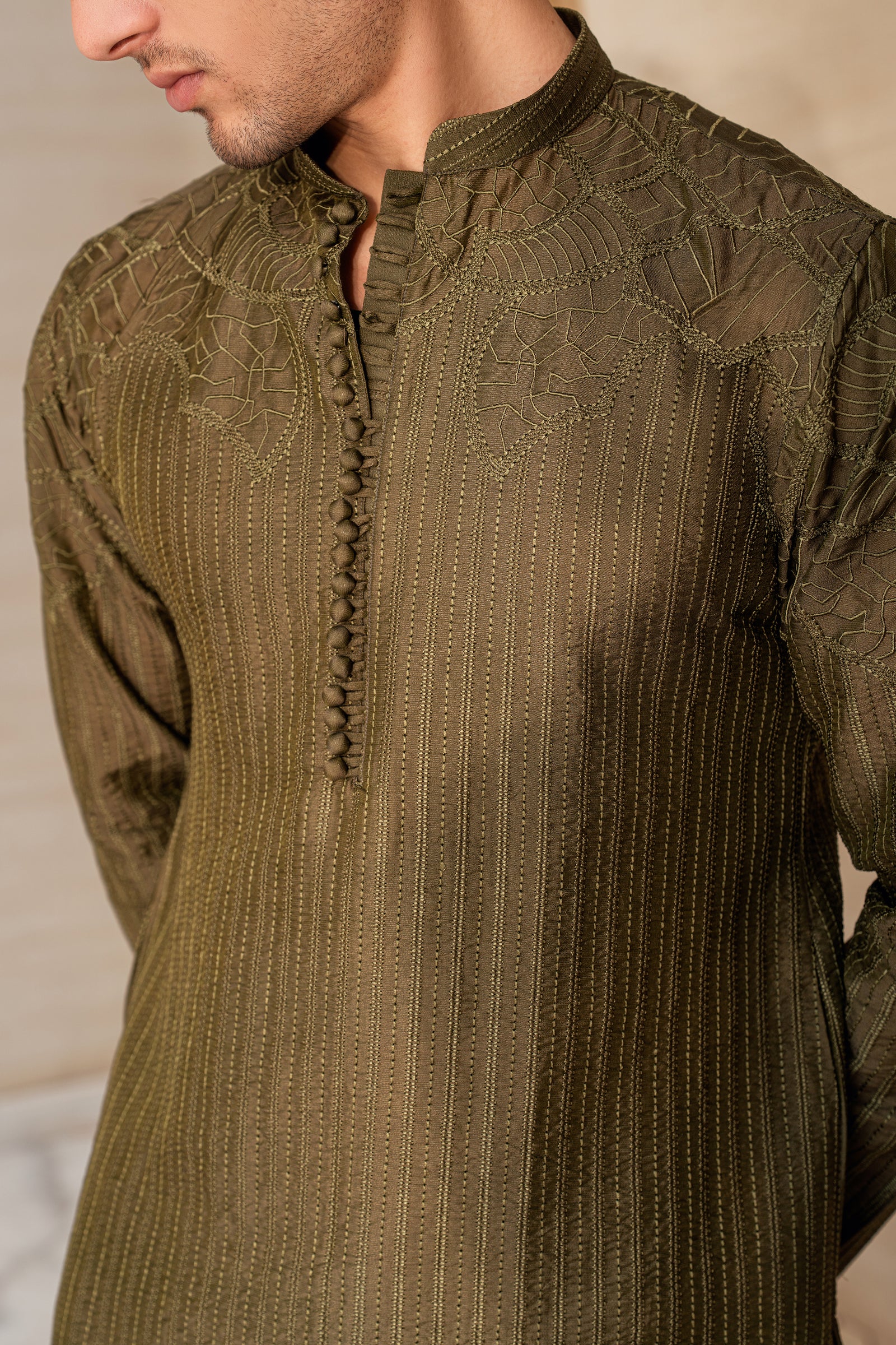 OLIVE GREEN KURTA PAJAMA