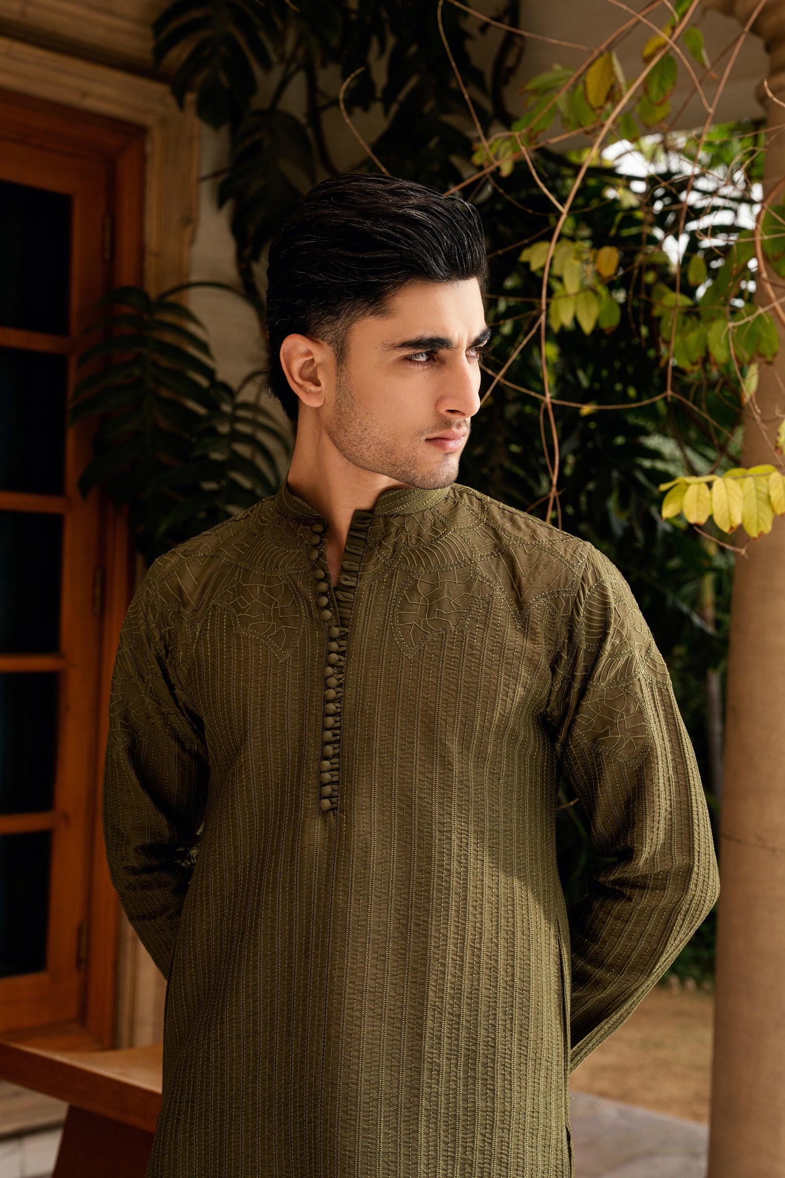 OLIVE GREEN KURTA PAJAMA