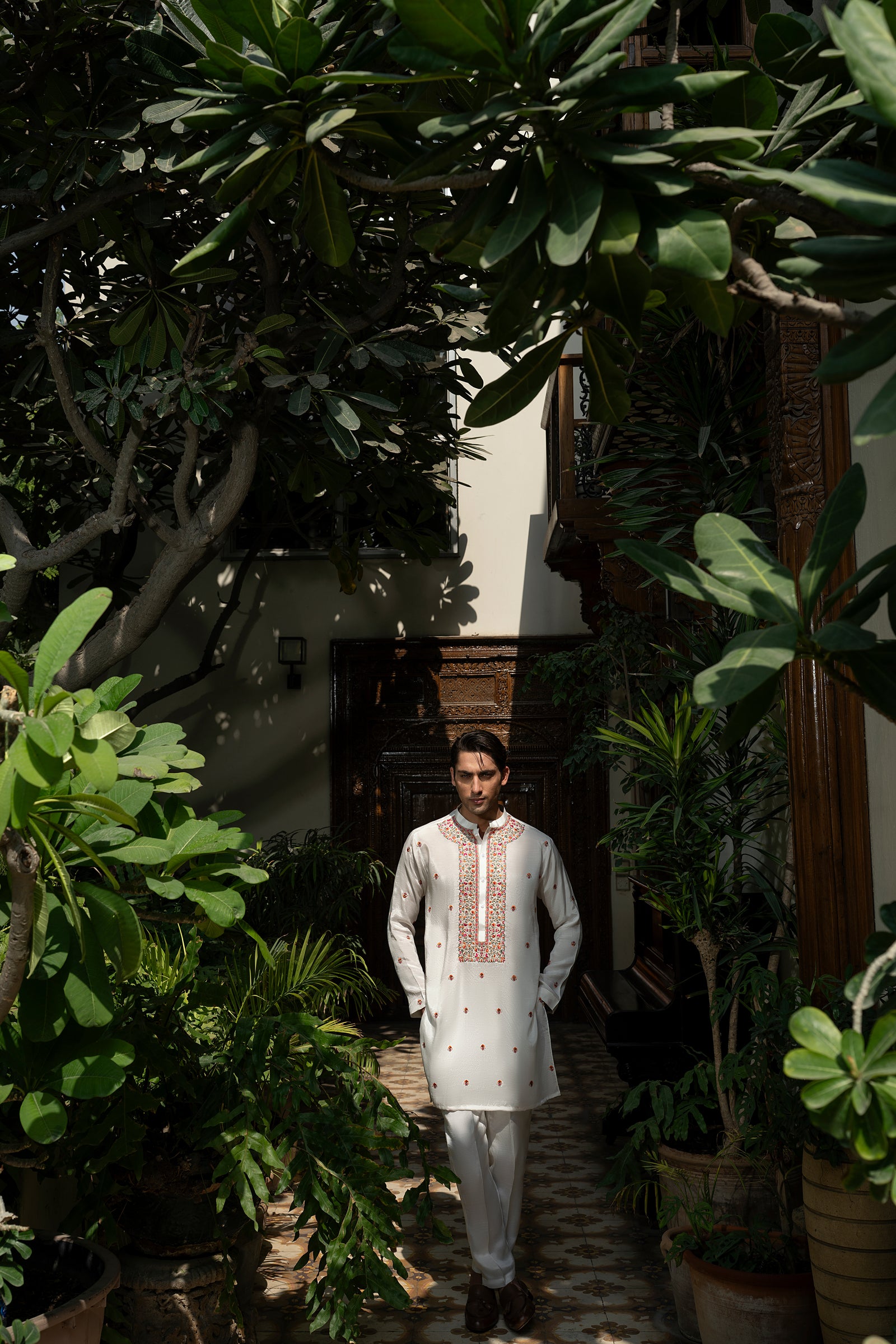 White Korean Premium Raw Silk Kurta Pajama