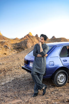 DARK CHARCOAL GRAY KURTA PAJAMA