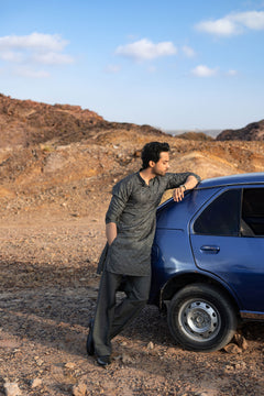 DARK CHARCOAL GRAY KURTA PAJAMA