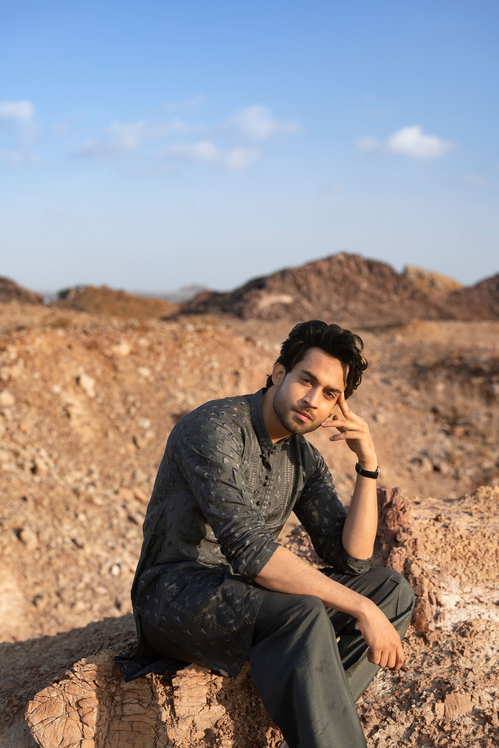 DARK CHARCOAL GRAY KURTA PAJAMA