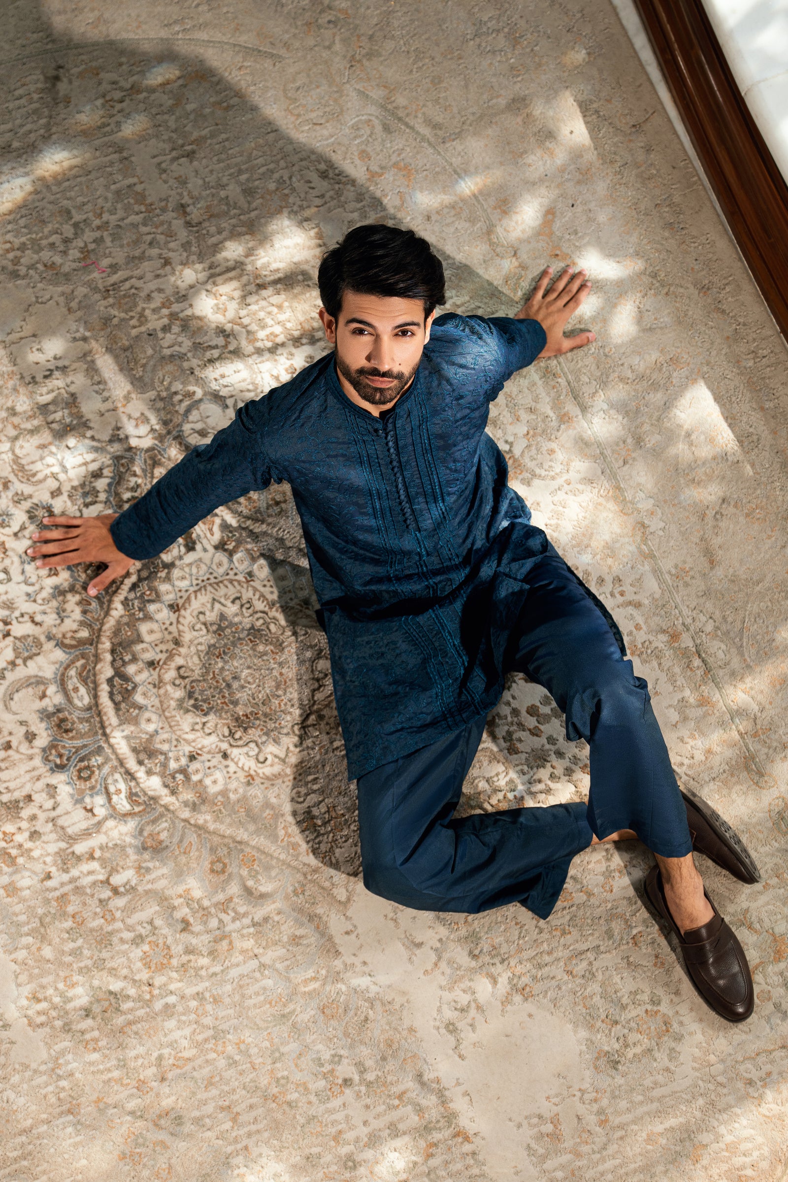 TEAL BLUE KURTA PAJAMA
