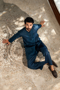TEAL BLUE KURTA PAJAMA