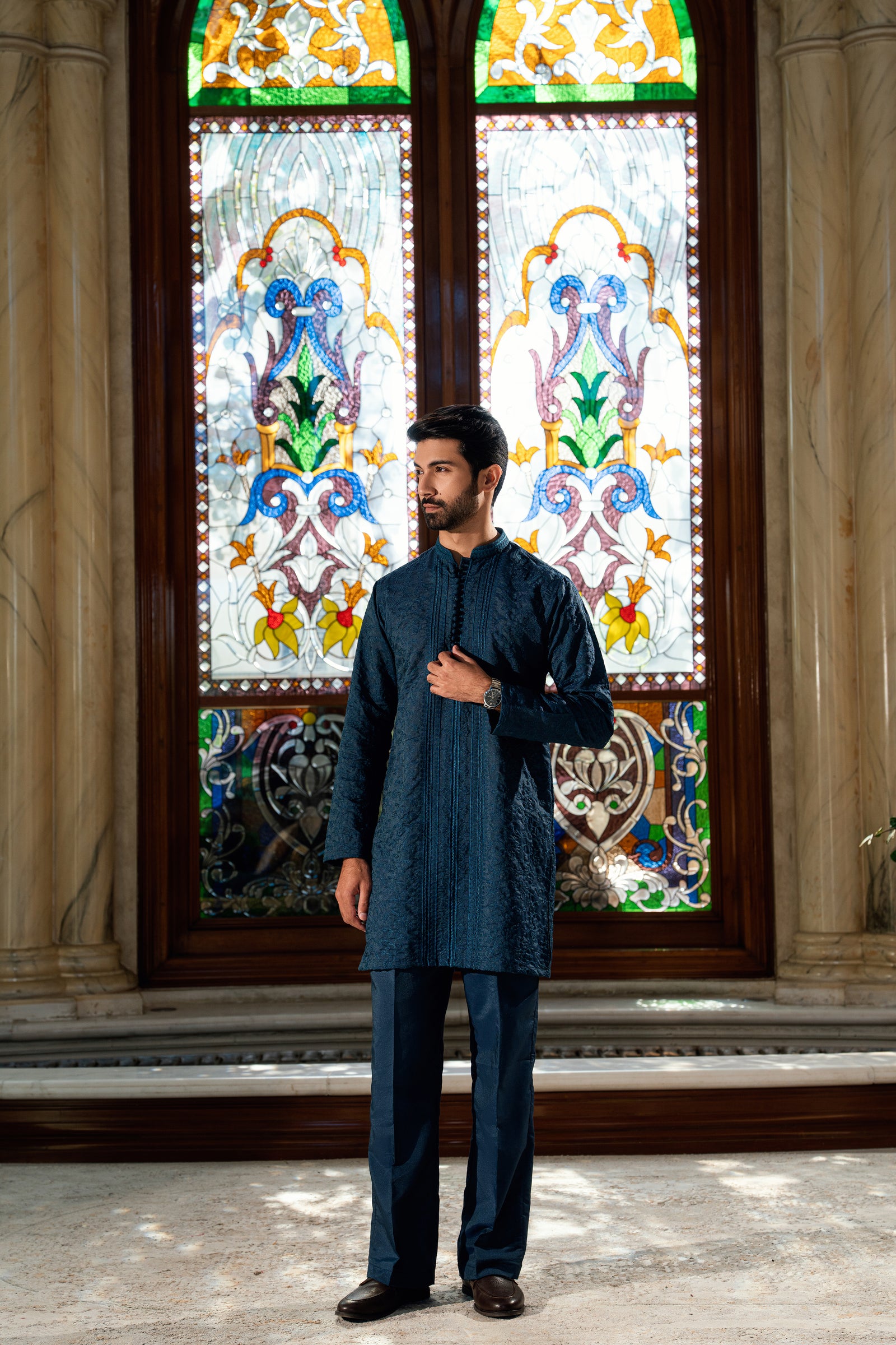 TEAL BLUE KURTA PAJAMA