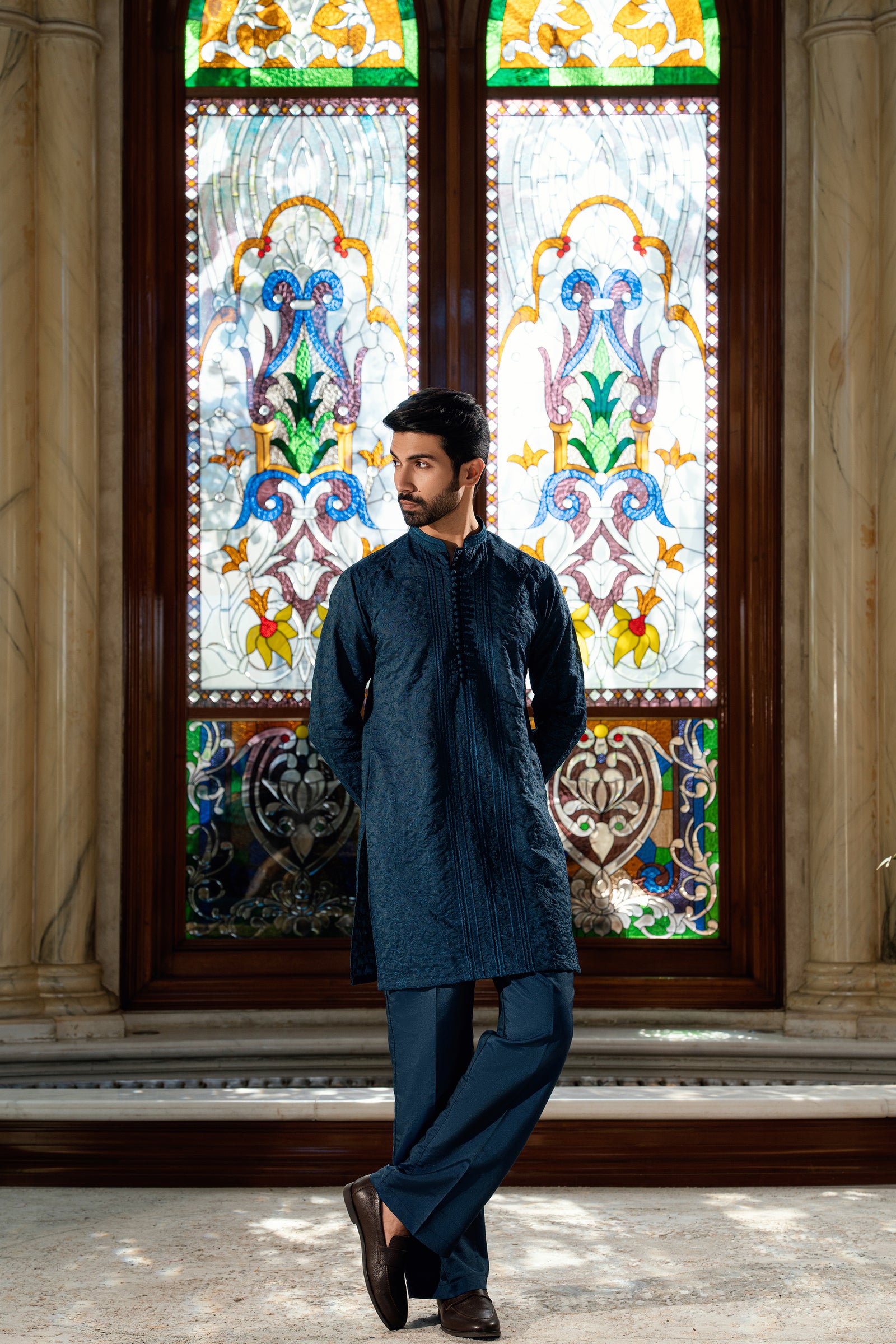 TEAL BLUE KURTA PAJAMA