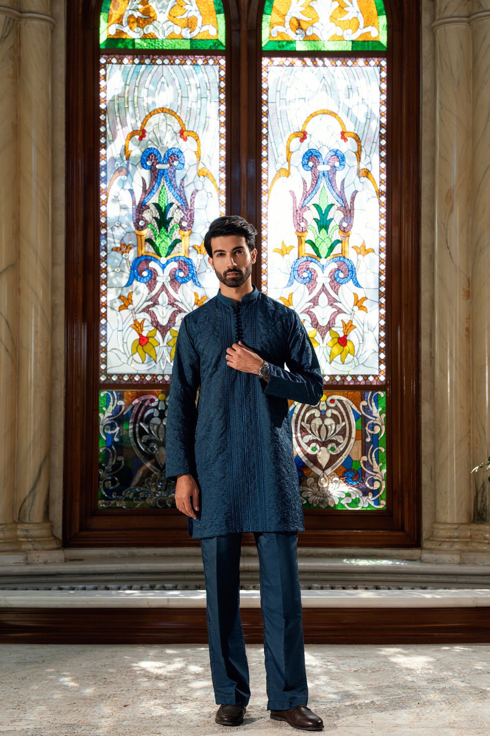 TEAL BLUE KURTA PAJAMA
