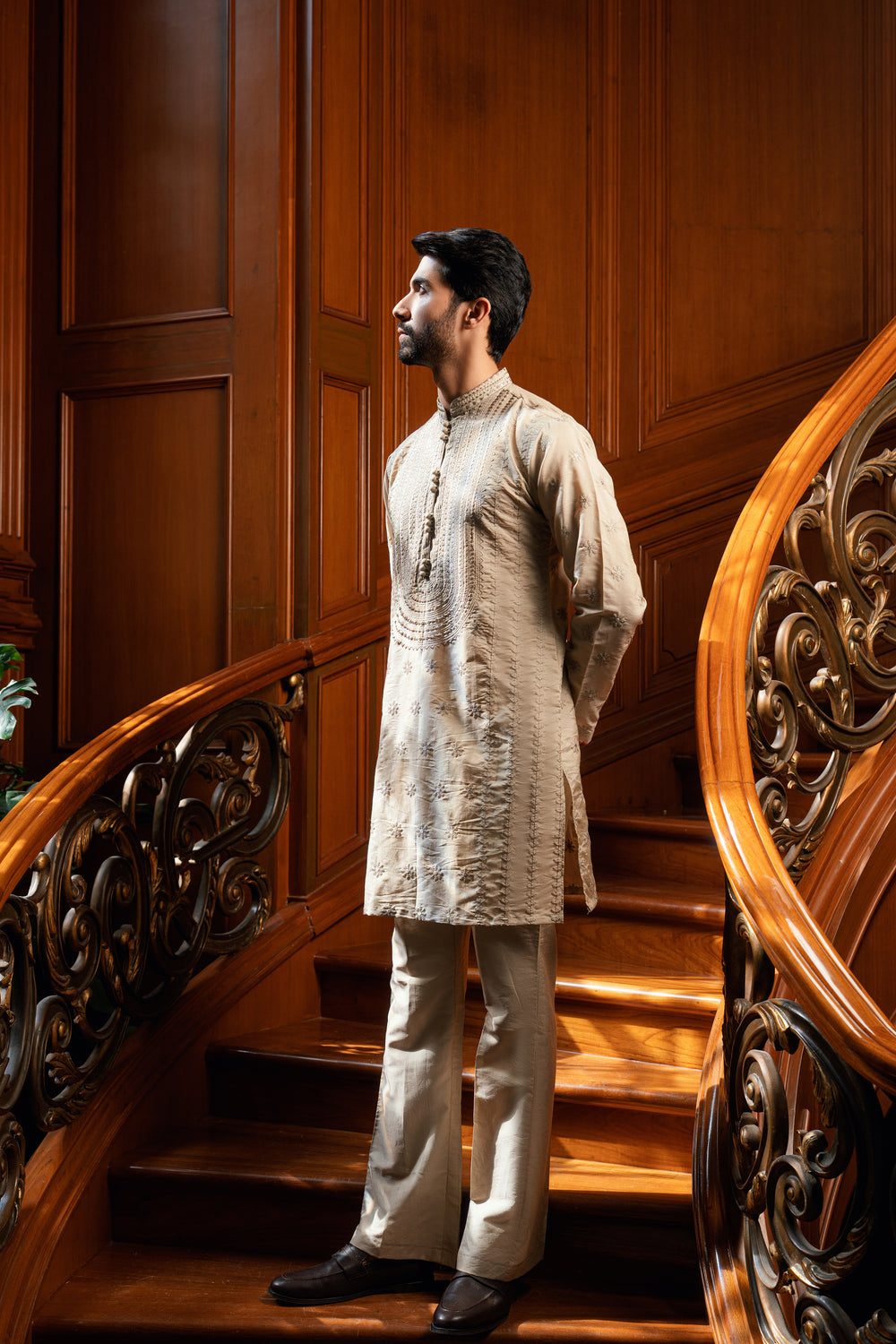 BEIGE KURTA PAJAMA