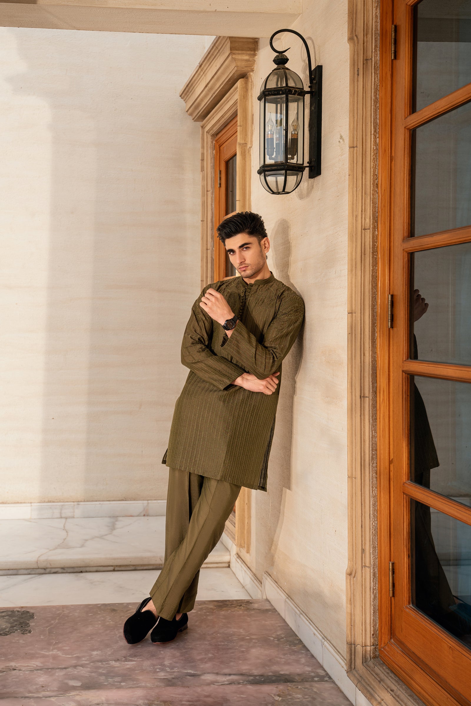 OLIVE GREEN KURTA PAJAMA